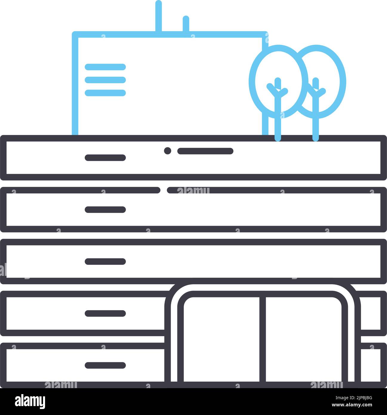 hotel building line icon, outline symbol, vector illustration, concept ...