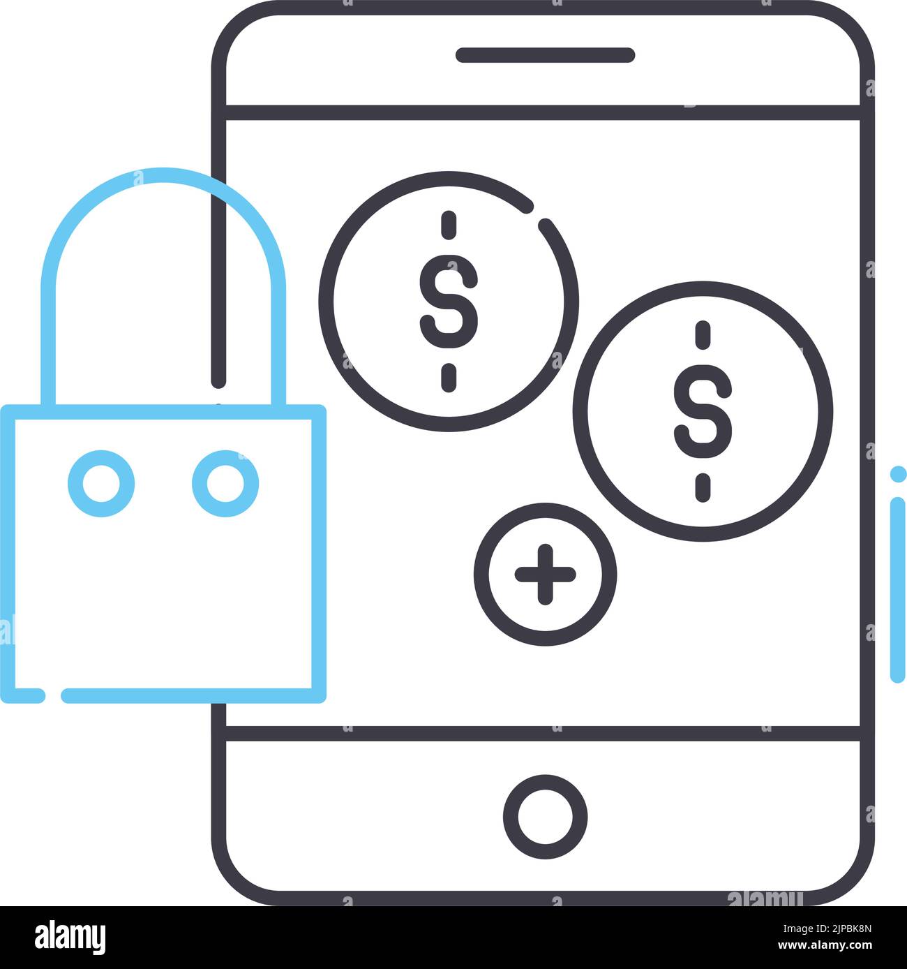 mobile marketing line icon, outline symbol, vector illustration ...