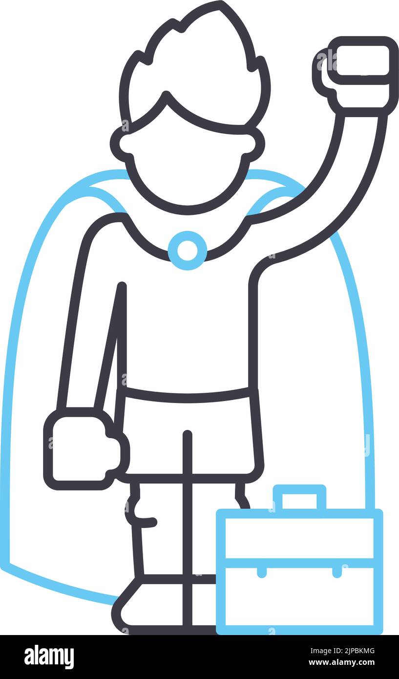 super business hero line icon, outline symbol, vector illustration, concept sign Stock Vector