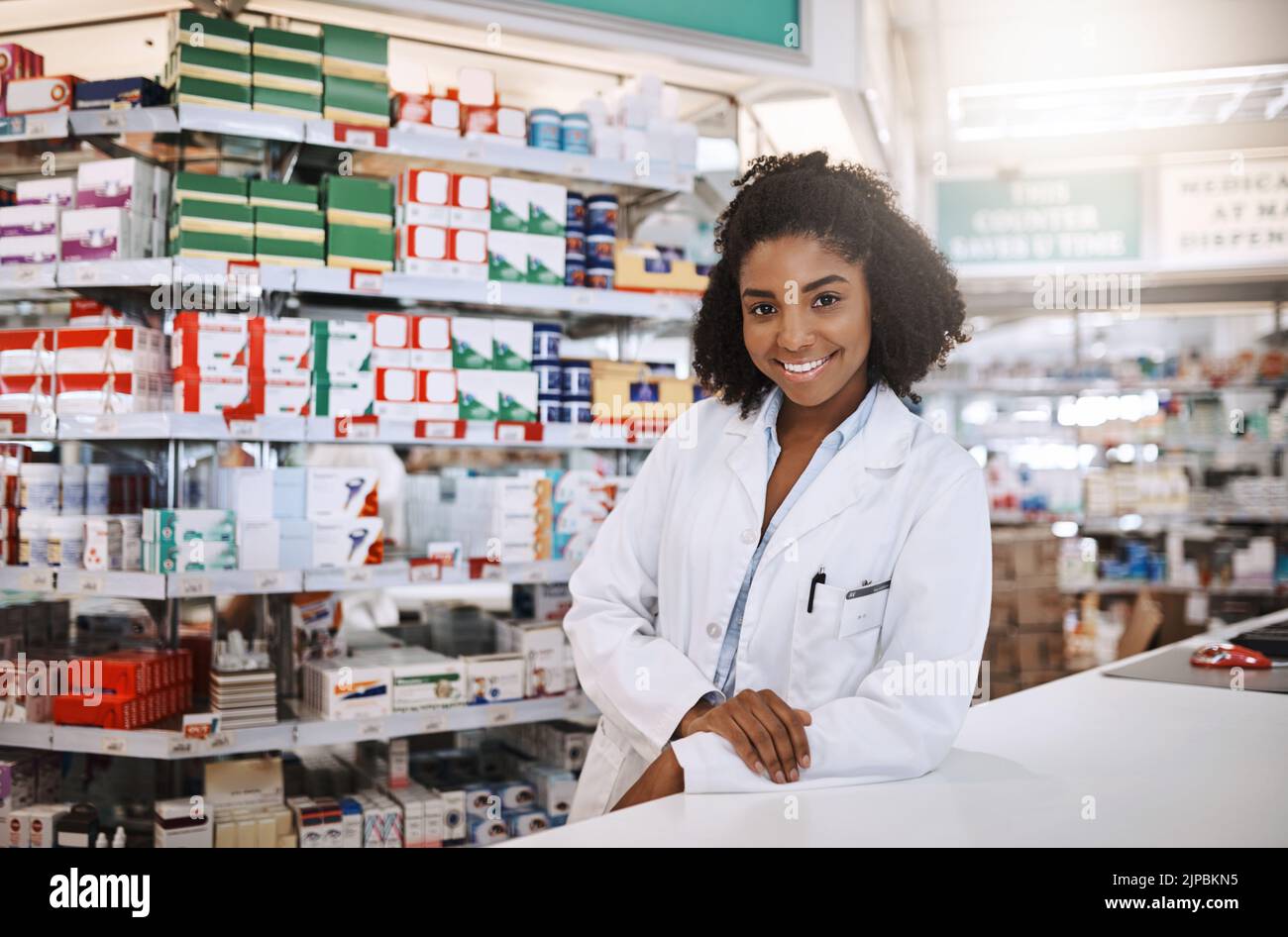Portrait happy female pharmacist hi-res stock photography and images ...