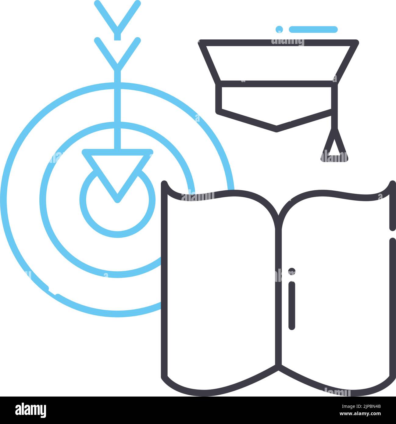 learning goal line icon, outline symbol, vector illustration, concept