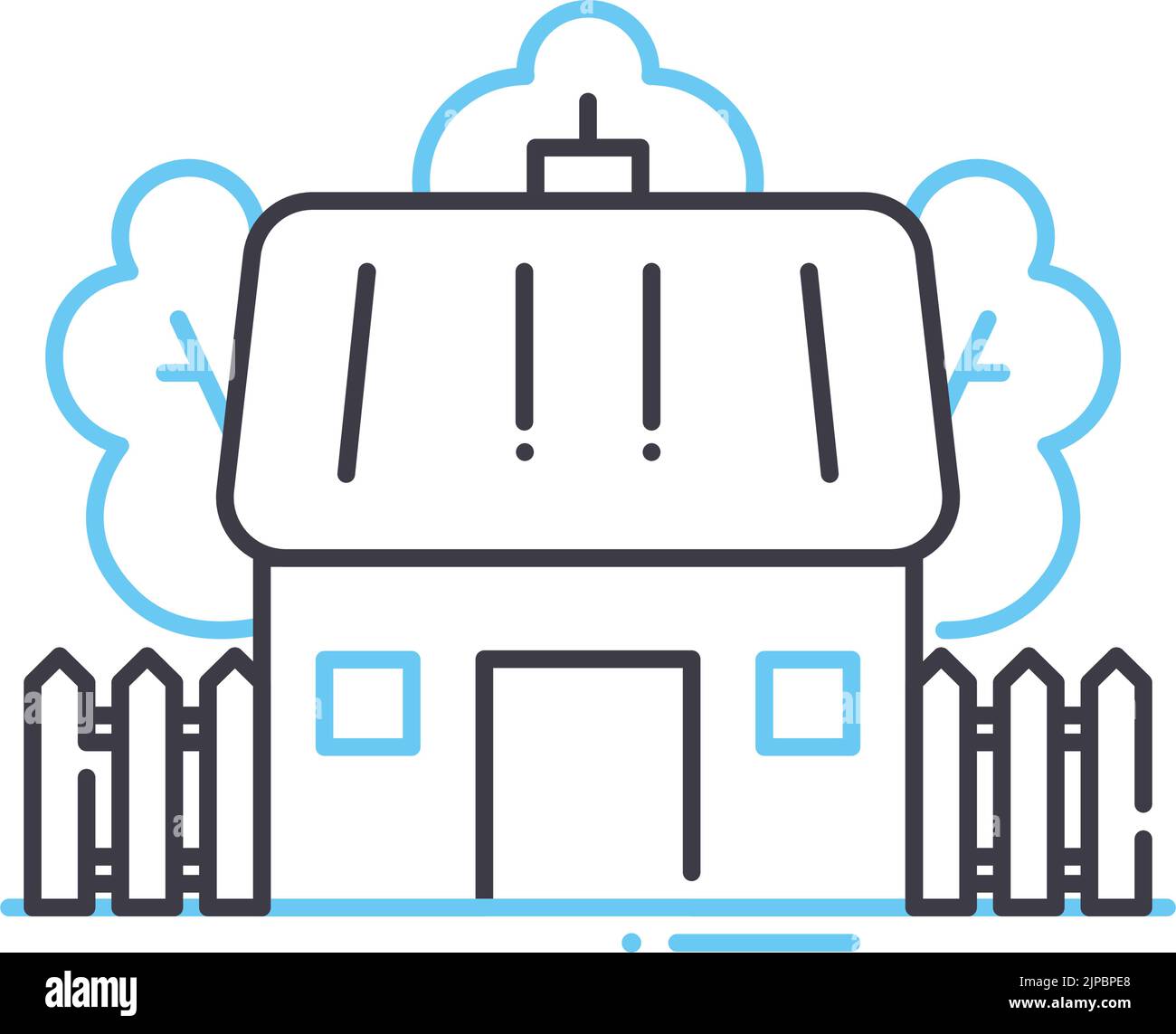small house line icon, outline symbol, vector illustration, concept ...