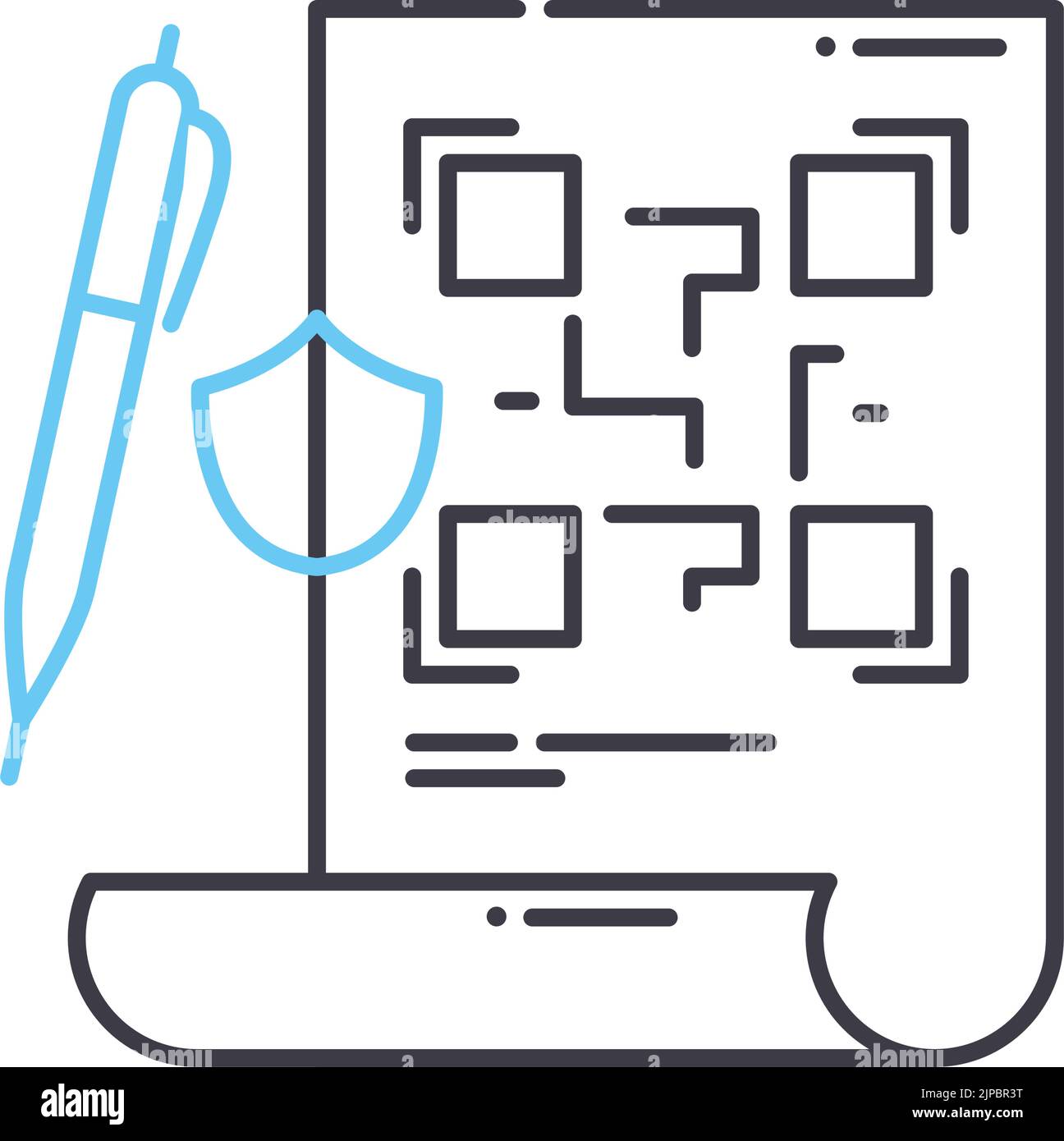 qr code document line icon, outline symbol, vector illustration ...