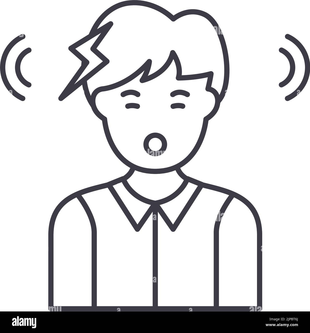 headache line icon, outline symbol, vector illustration, concept sign Stock Vector