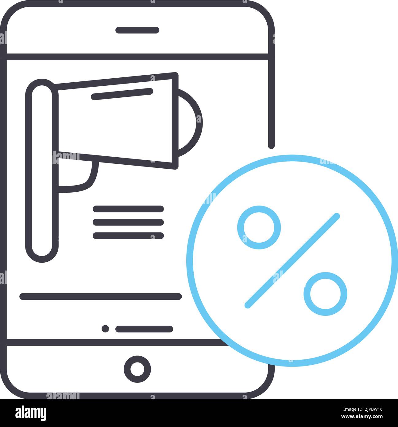 sale promotion line icon, outline symbol, vector illustration, concept ...