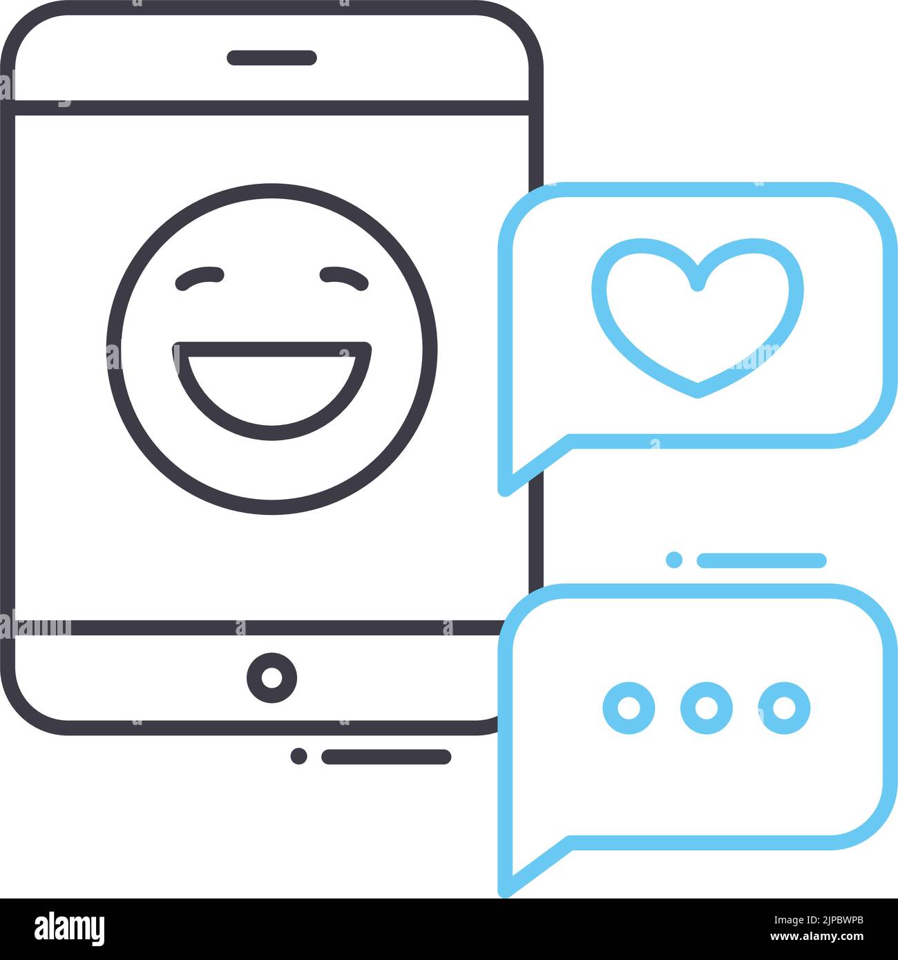 social addict check line icon, outline symbol, vector illustration, concept sign Stock Vector