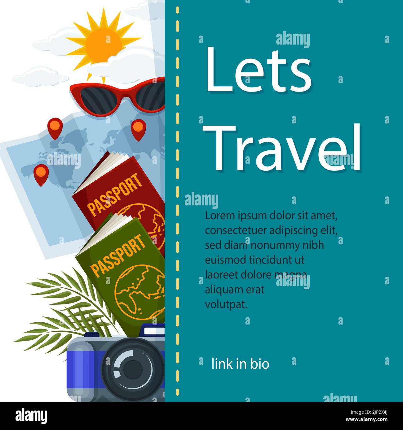 Travel agency template design Vector illustration. Stock Vector