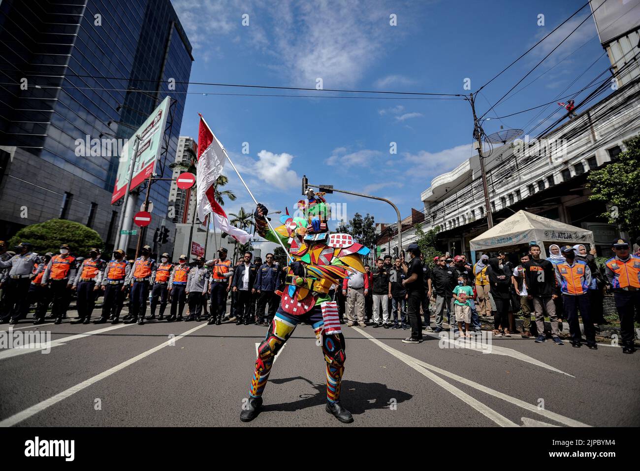 Bandung, West Java, Indonesia. 17th Aug, 2022. People raised flags ...