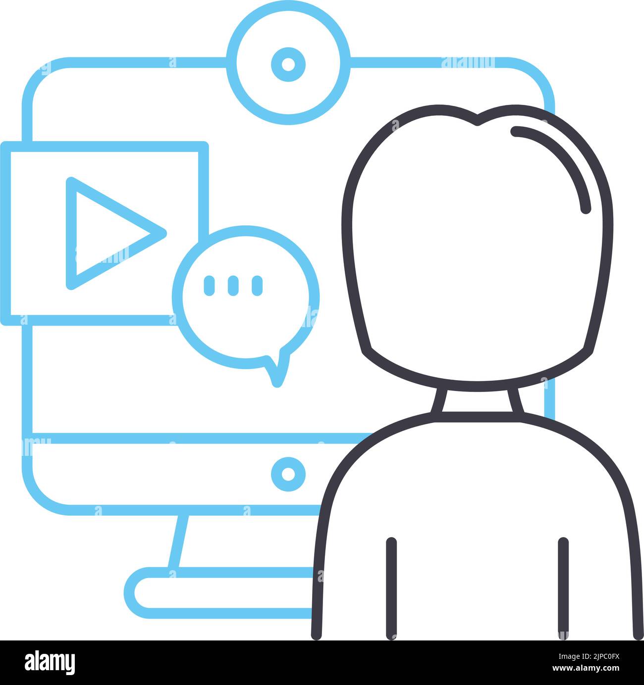 videoblog line icon, outline symbol, vector illustration, concept sign Stock Vector