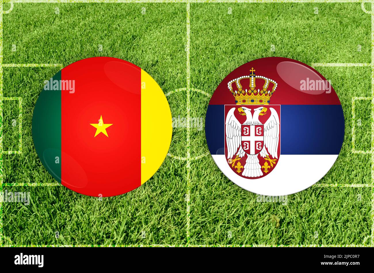 Illustration for Football match Cameroon vs Serbia Stock Photo