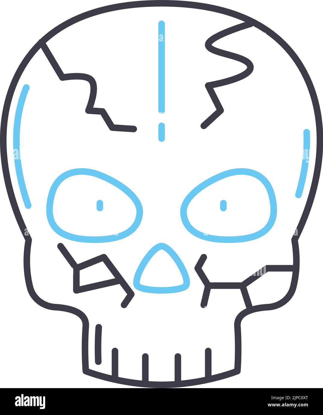 skull line icon, outline symbol, vector illustration, concept sign Stock Vector