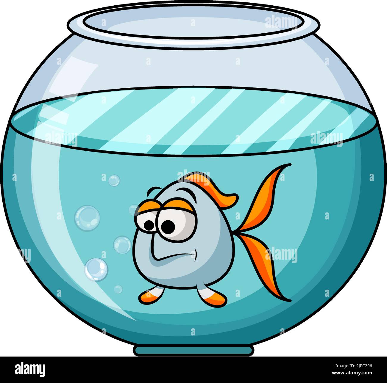 Round fish tank with a big eyed fish illustration Stock Vector Image