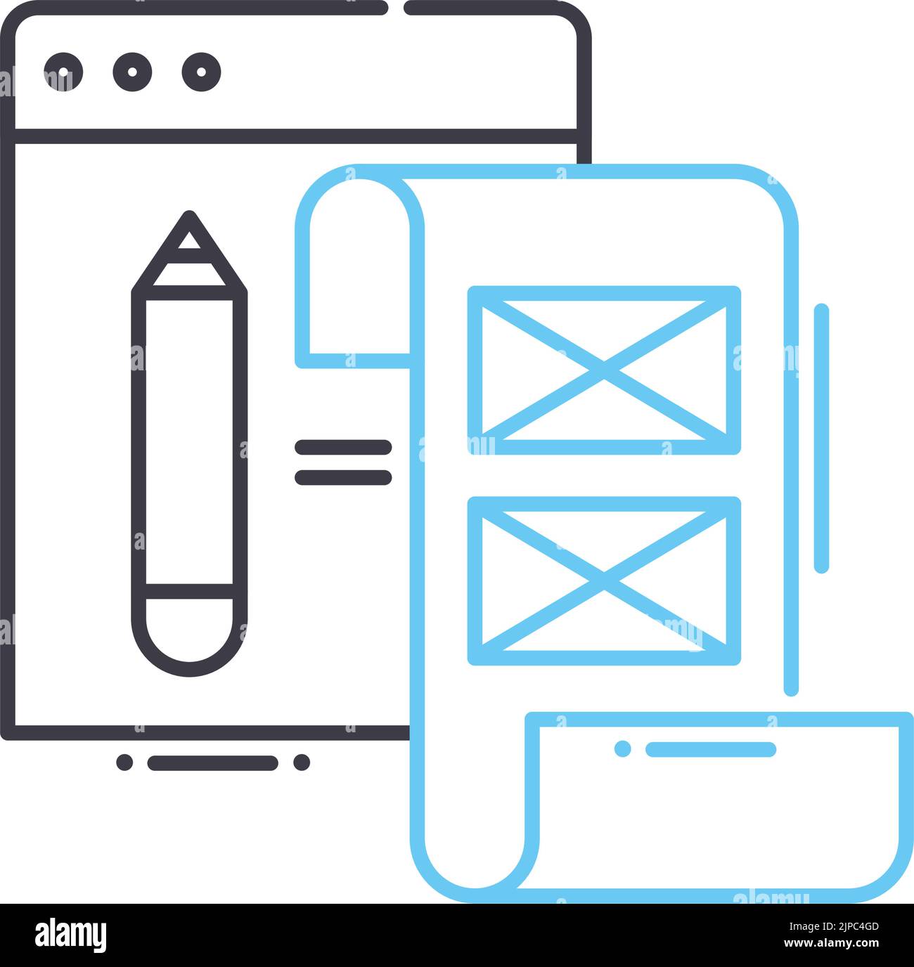 website sketching line icon, outline symbol, vector illustration ...