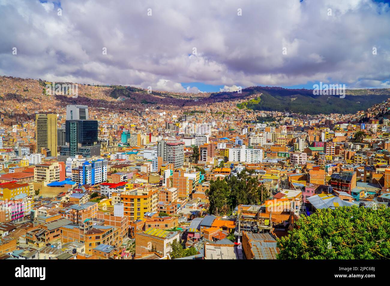 A panoramic view of highrises and shanty towns Stock Photo Alamy