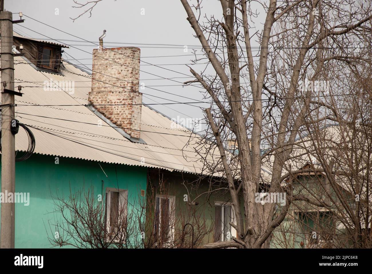 Ukraine Dnipro residential area with twostorey houses during the war