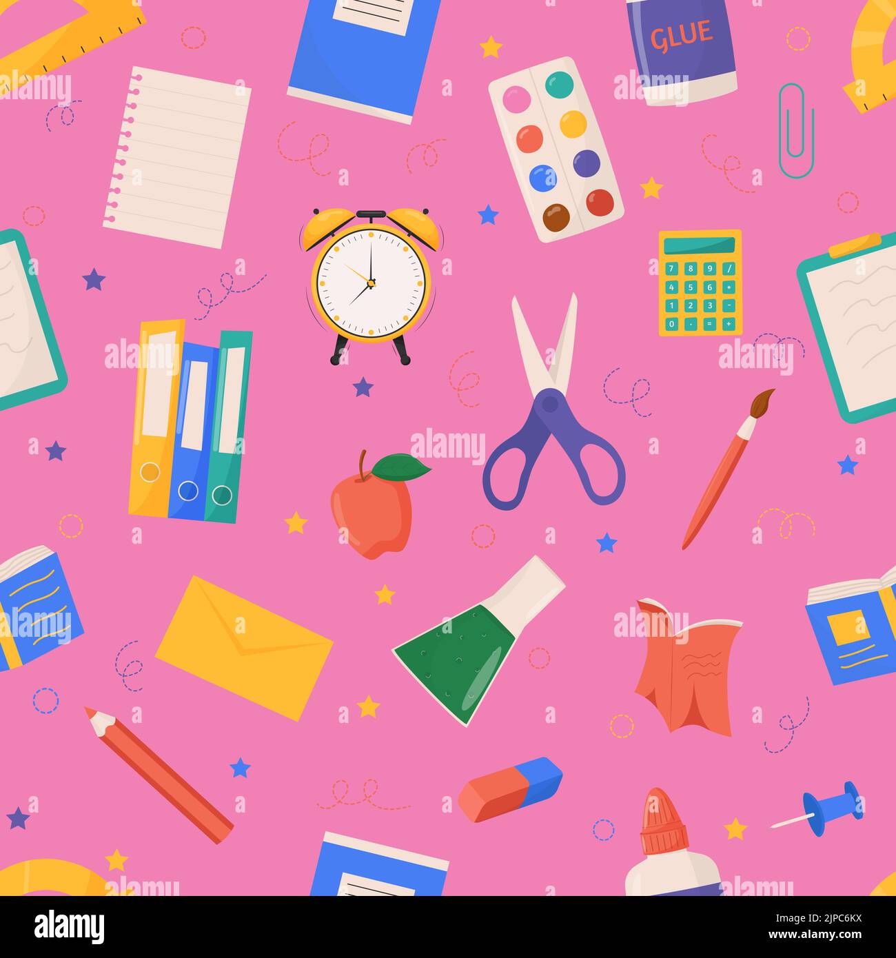 School and education related objects seamless pattern. Vector illustration Stock Vector