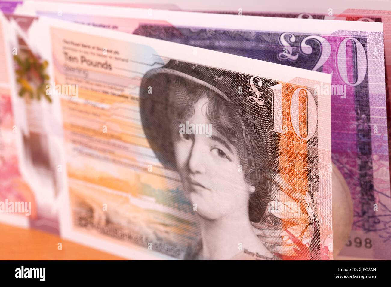 Scottish money - Pounds a business background Stock Photo