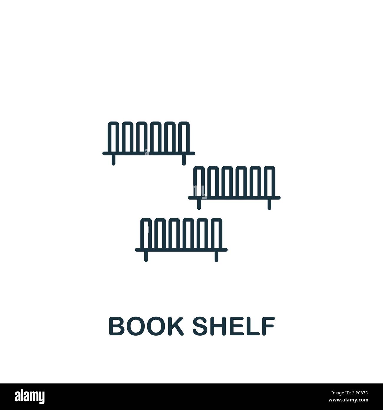 Book Shelf icon. Line simple Interior Furniture icon for templates, web design and infographics Stock Vector