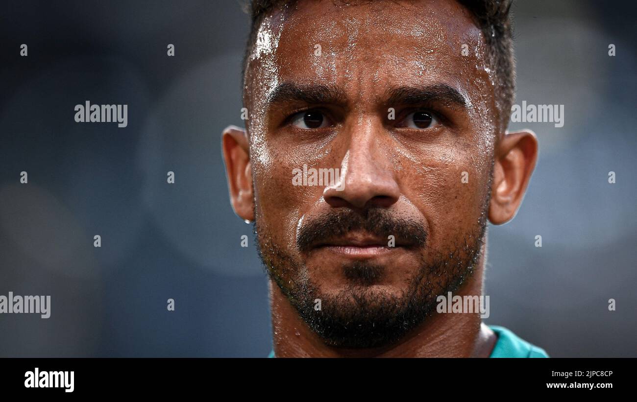 Turin, Italy. 15 August 2022. Danilo Luiz da Silva of Juventus FC looks on during warmup prior to the Serie A football match between Juventus FC and US Sassuolo. Credit: Nicolò Campo/Alamy Live News Stock Photo