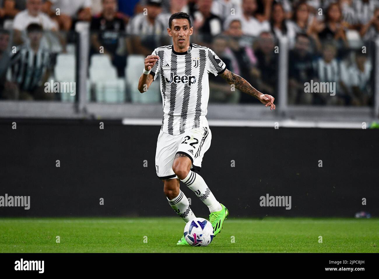 Turin, Italy. 15 August 2022. Angel Di Maria of Juventus FC in action during the Serie A football match between Juventus FC and US Sassuolo. Credit: Nicolò Campo/Alamy Live News Stock Photo