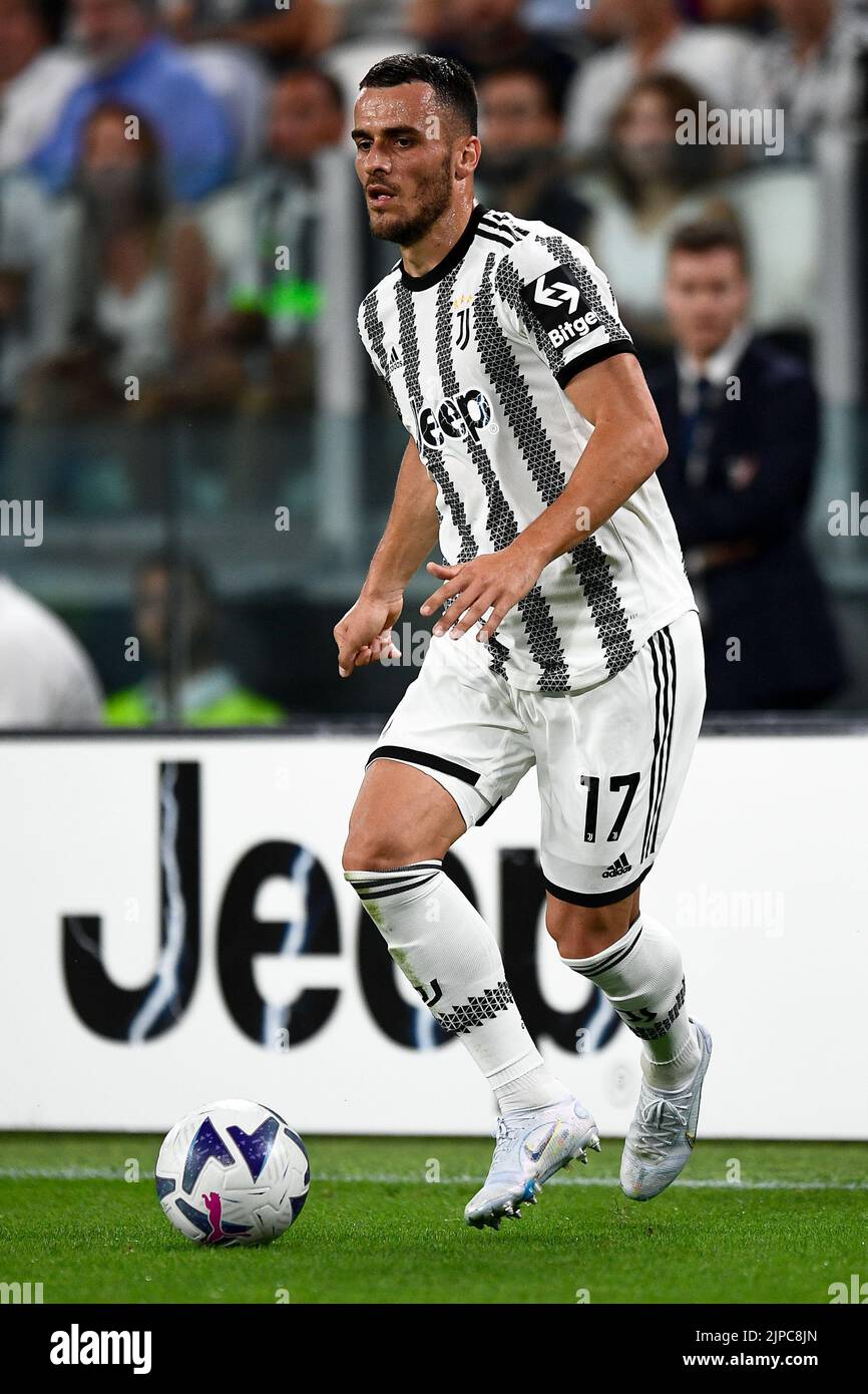 Turin, Italy. 15 August 2022. Filip Kostic of Juventus FC in action during the Serie A football match between Juventus FC and US Sassuolo. Credit: Nicolò Campo/Alamy Live News Stock Photo