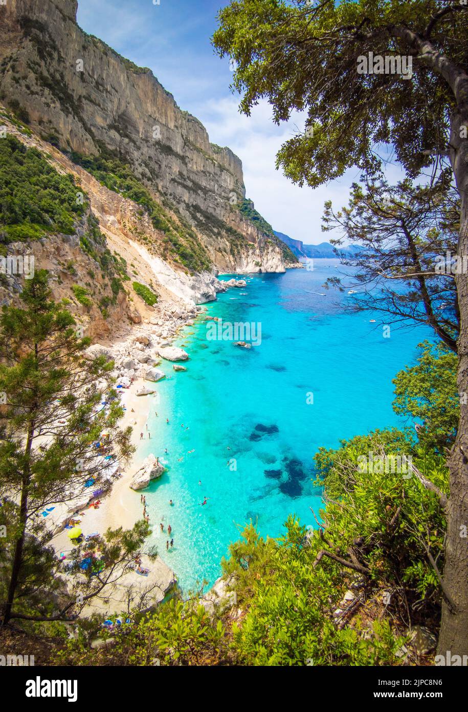 Cala Goloritzè in Sardegna (Italy) - The famous touristic attraction in wild east coast of Sardinia island, Orosei gulf in the Baunei municipal Stock Photo