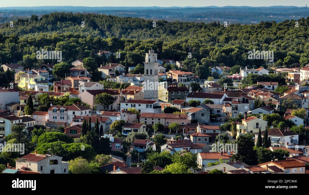 Aerial view of the town of Premantura, summer in sunny Istria, Croatia Stock Photo