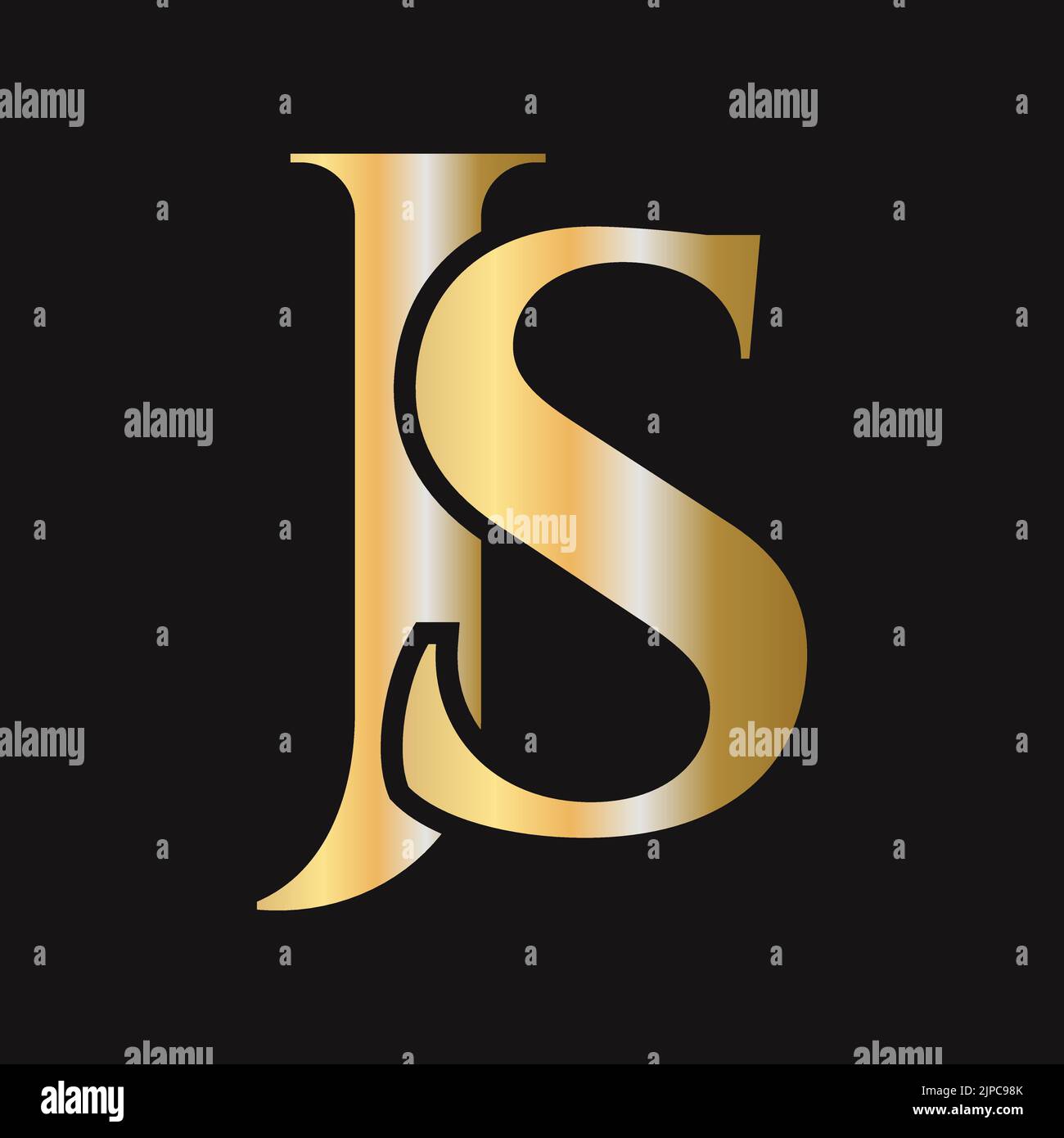 Initial letter JS, SJ logo design vector template. Monogram JS logotype luxury symbol Stock Vector