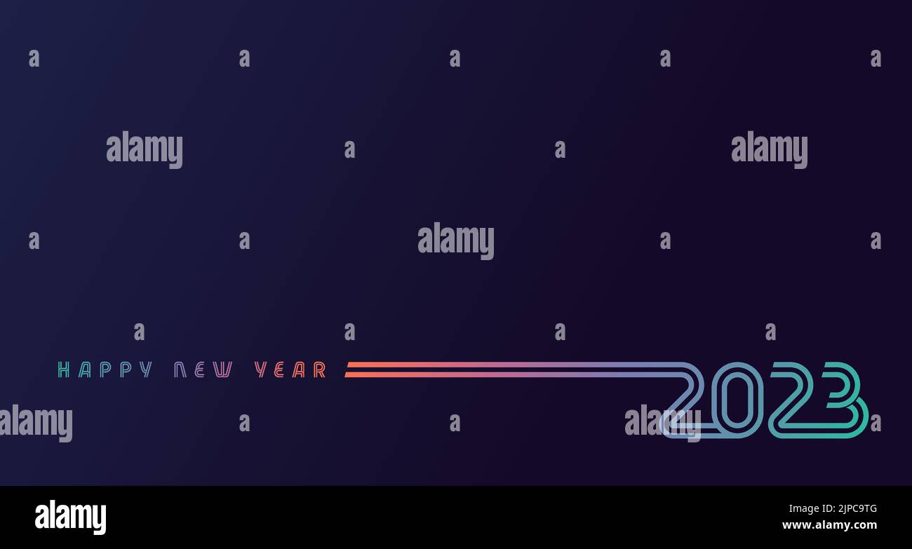 Happy New Year 2023, creative colored lines design. Christmas banner, digits on blue background. Graphic vector template for calendar or poster Stock Vector