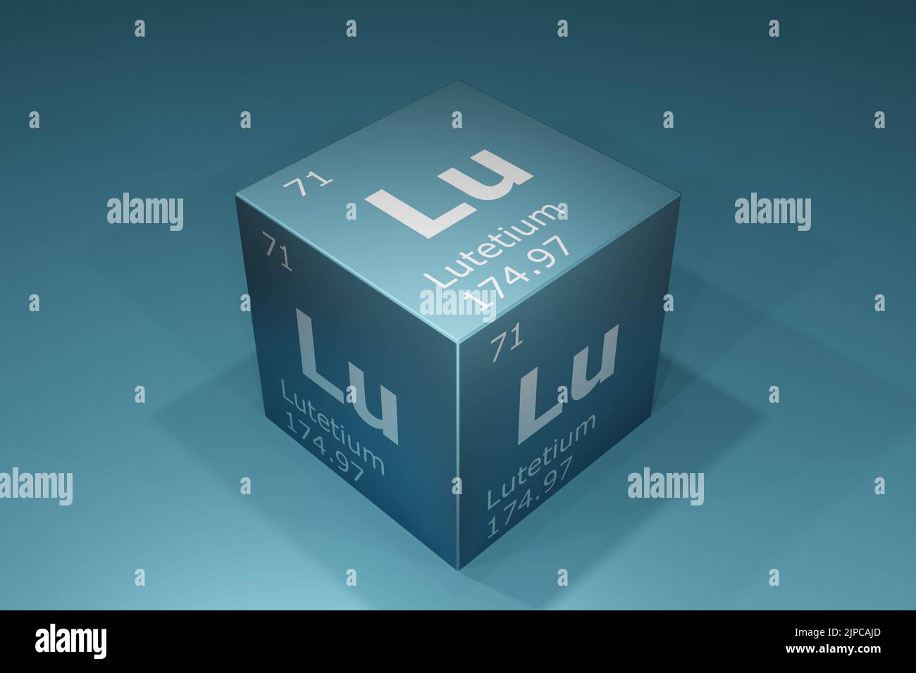 Lutetium, 3D rendering of symbols of the elements of the periodic table ...