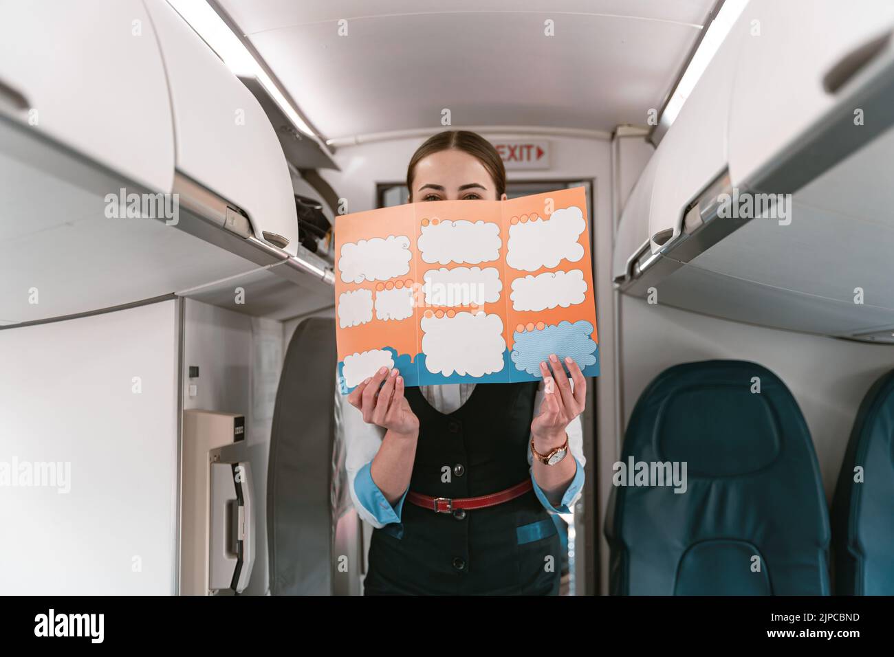 Plane flight attendant instruction hi-res stock photography and images ...