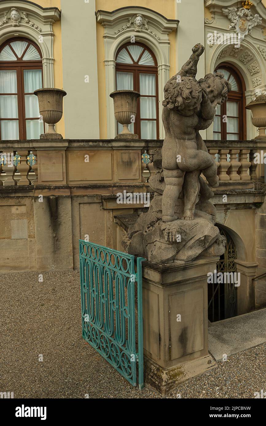A vertical shot of a statue in front of the Monrepos Palace in Ludwigsburg,  Germany Stock Photo - Alamy