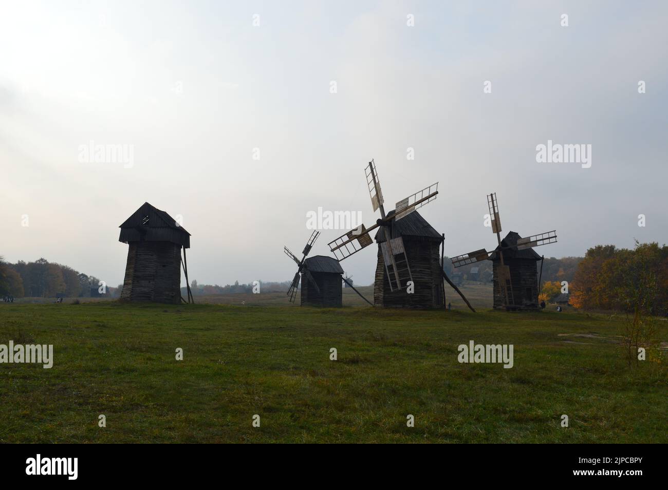 A fiel of windmills Stock Photo