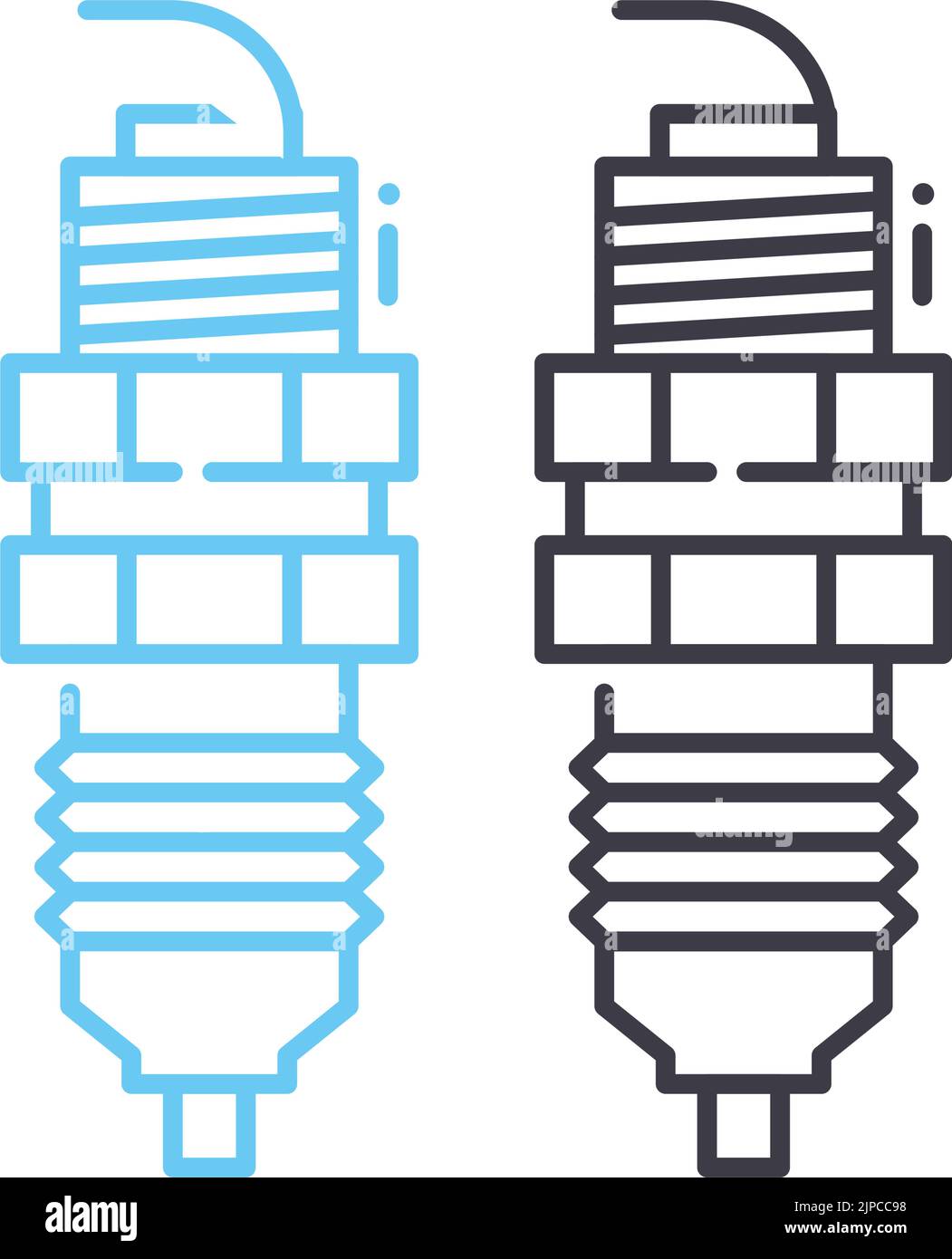 spark plug line icon, outline symbol, vector illustration, concept sign