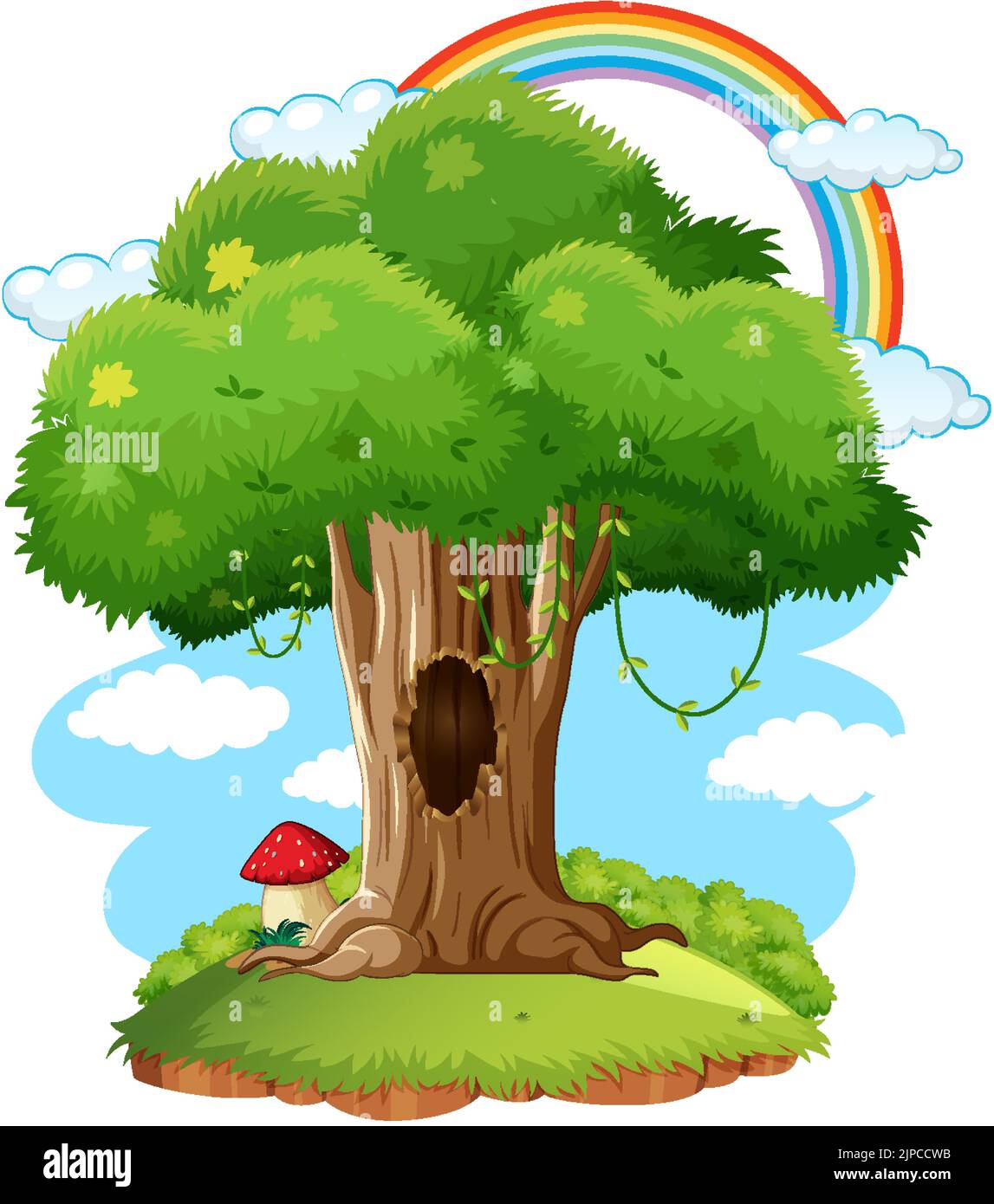 Tree with houses in the forest illustration Stock Vector Image & Art ...