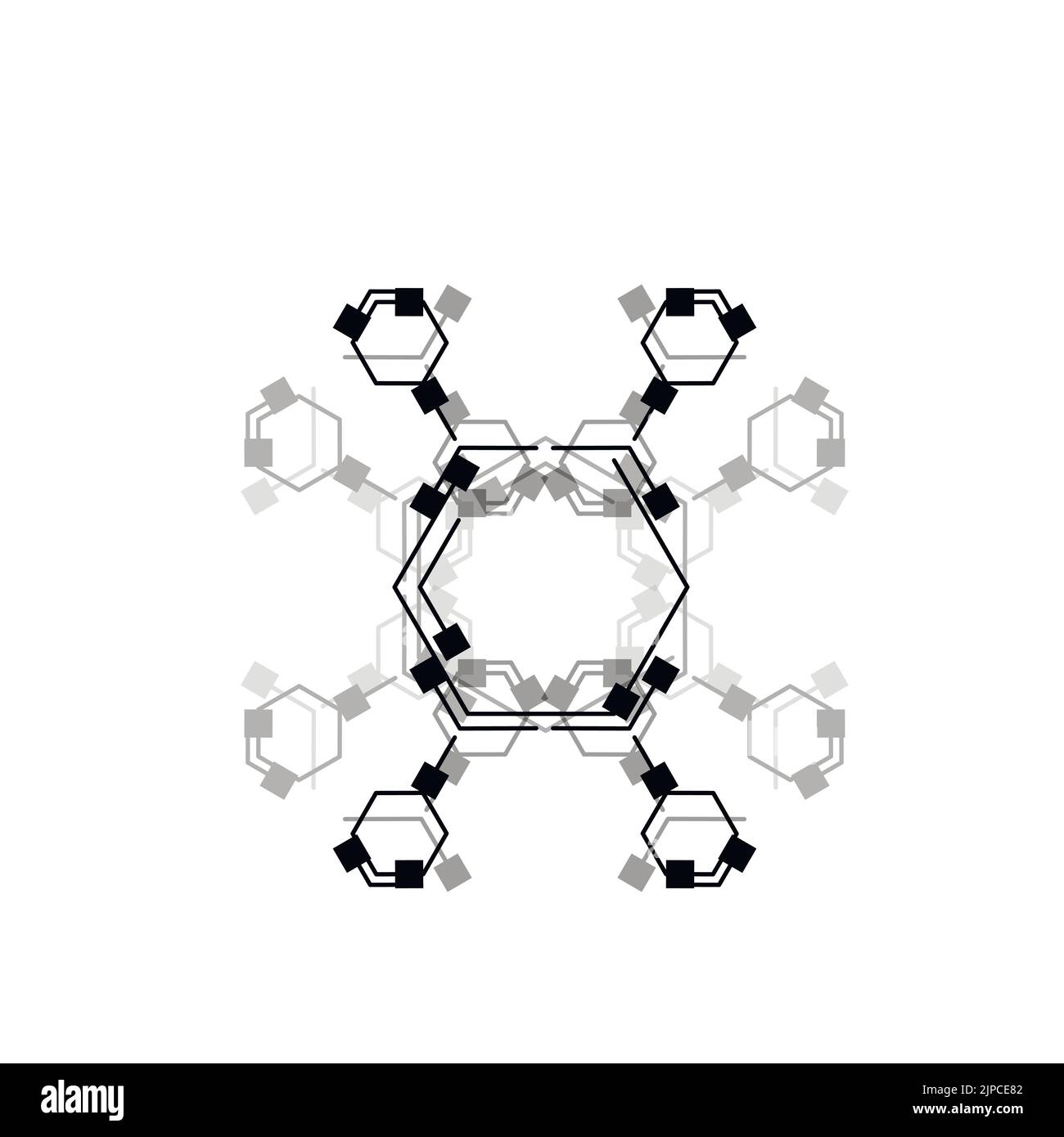 Vector abstract illustration. Blue background. Molecular structure Stock Vector