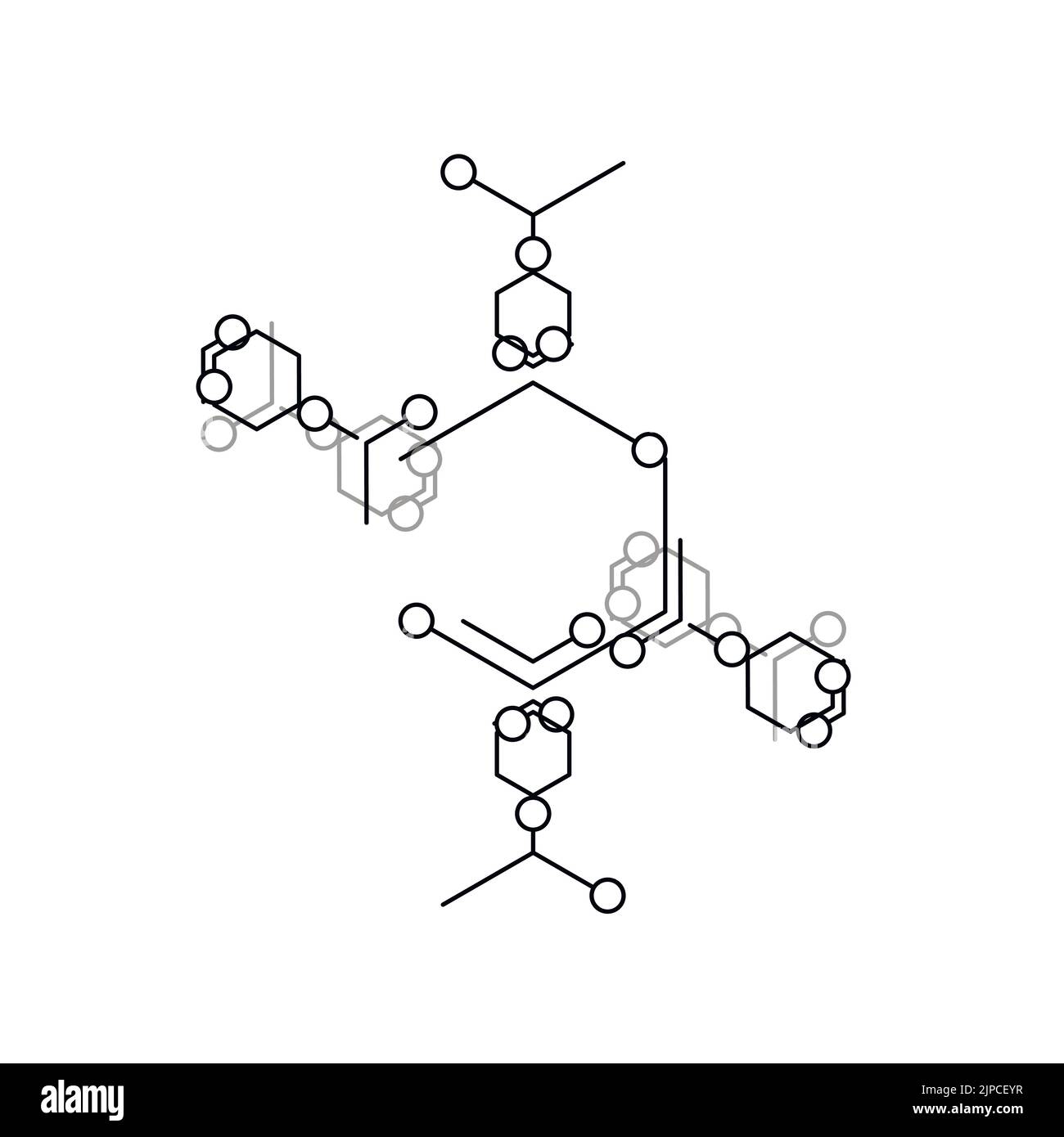 Vector abstract illustration. Blue background. Molecular structure Stock Vector