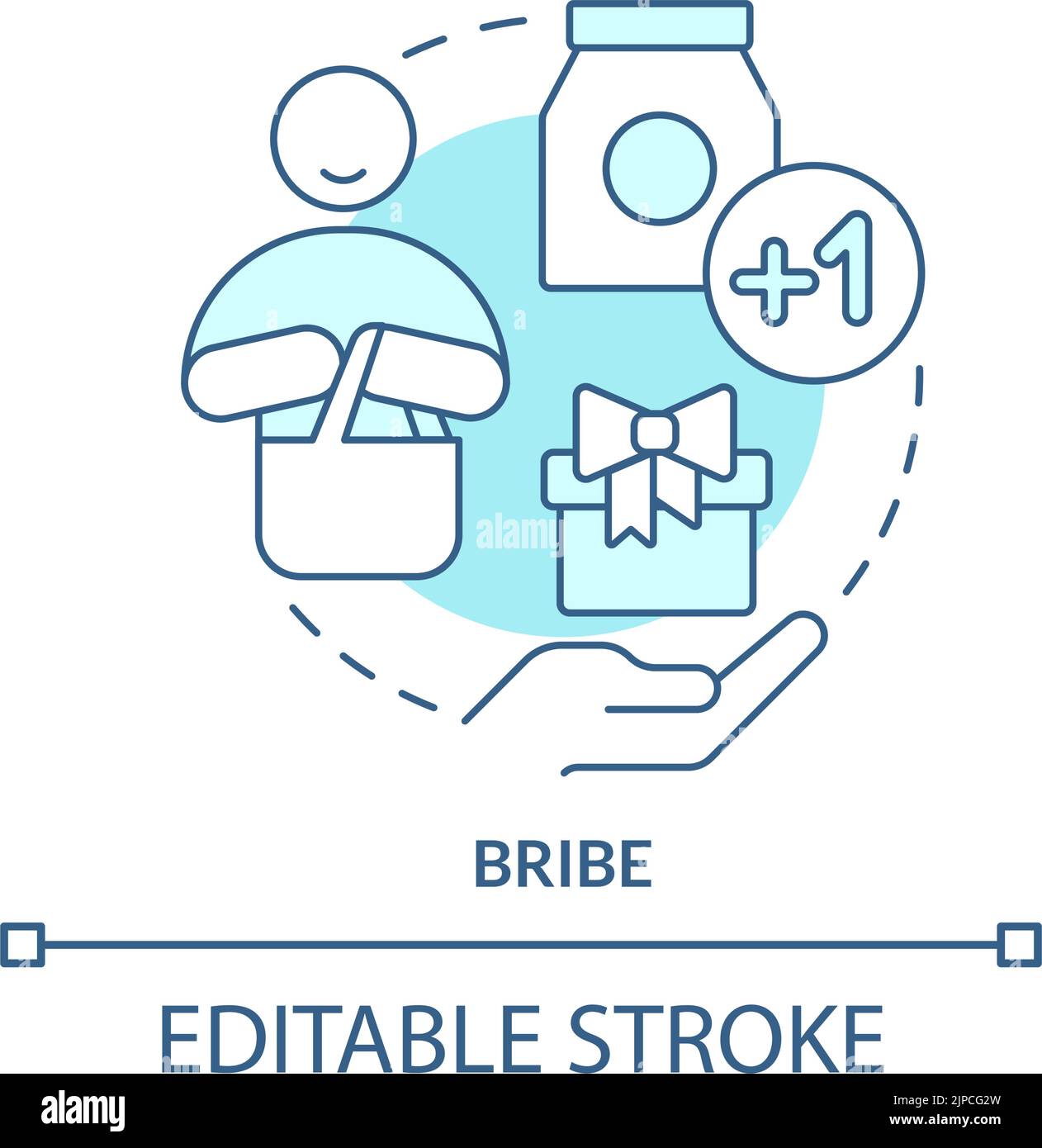 Bribe turquoise concept icon Stock Vector