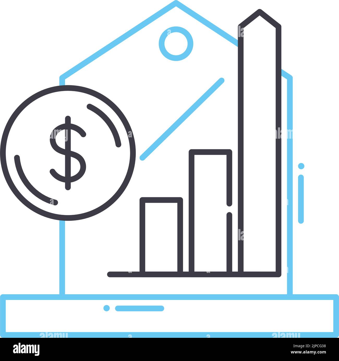 market value line icon, outline symbol, vector illustration, concept