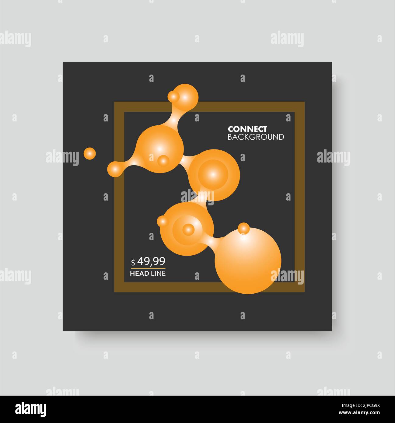 Molecules on the banner. Vector design template. Scientific research concept Stock Vector