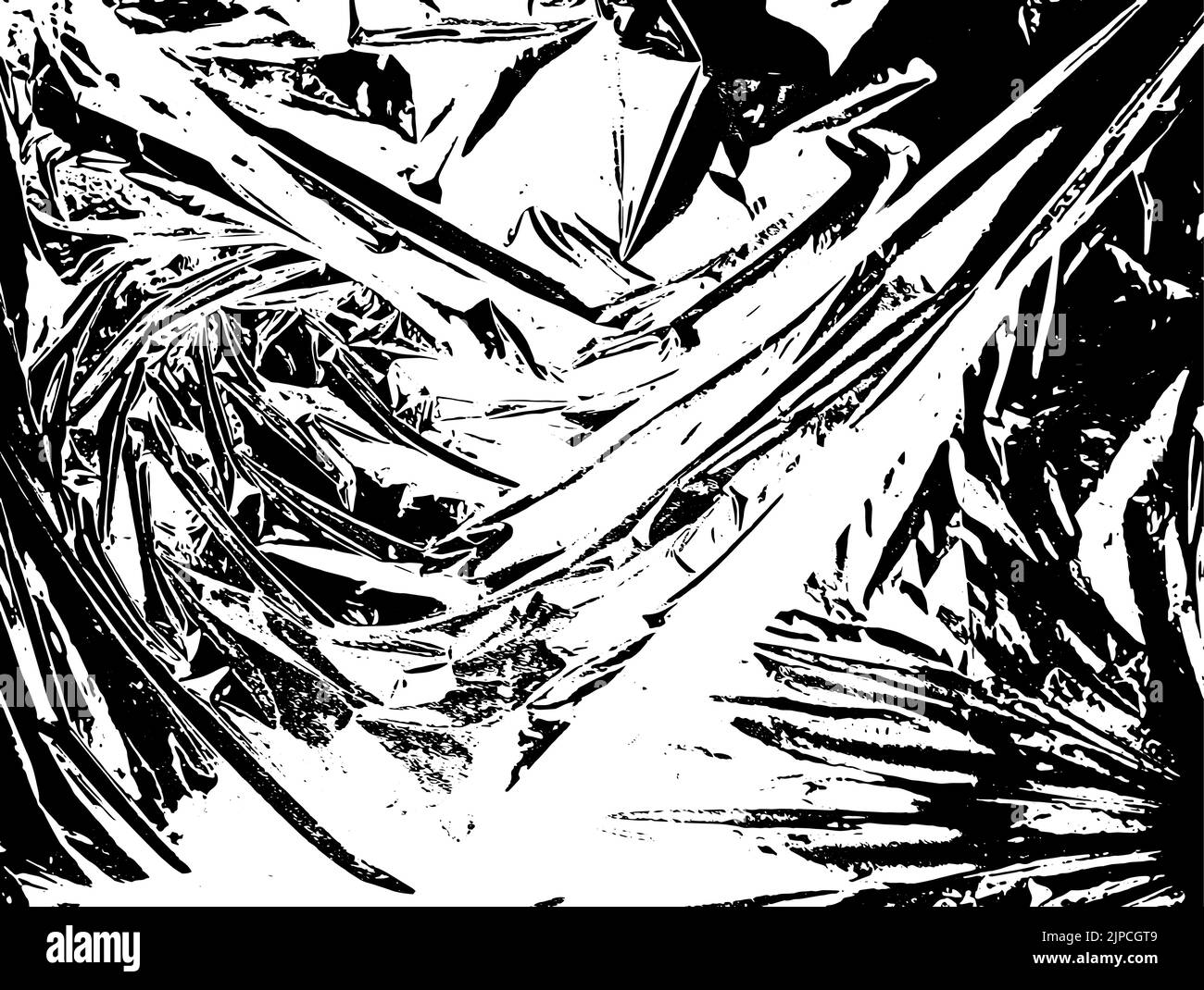 Black and white stretched plastic film. Urban vector grunge background