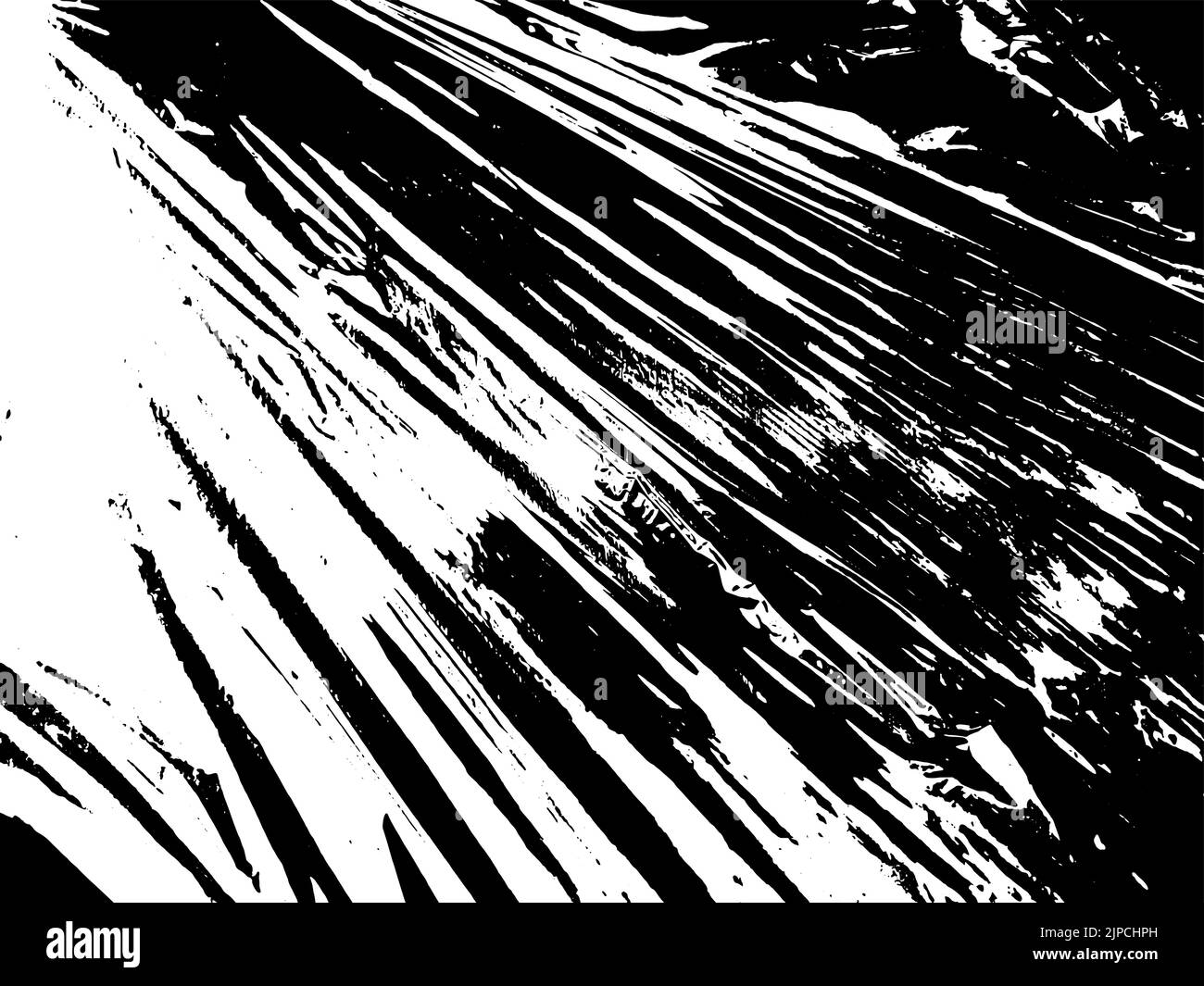 Black and white stretched plastic film. Urban vector grunge background