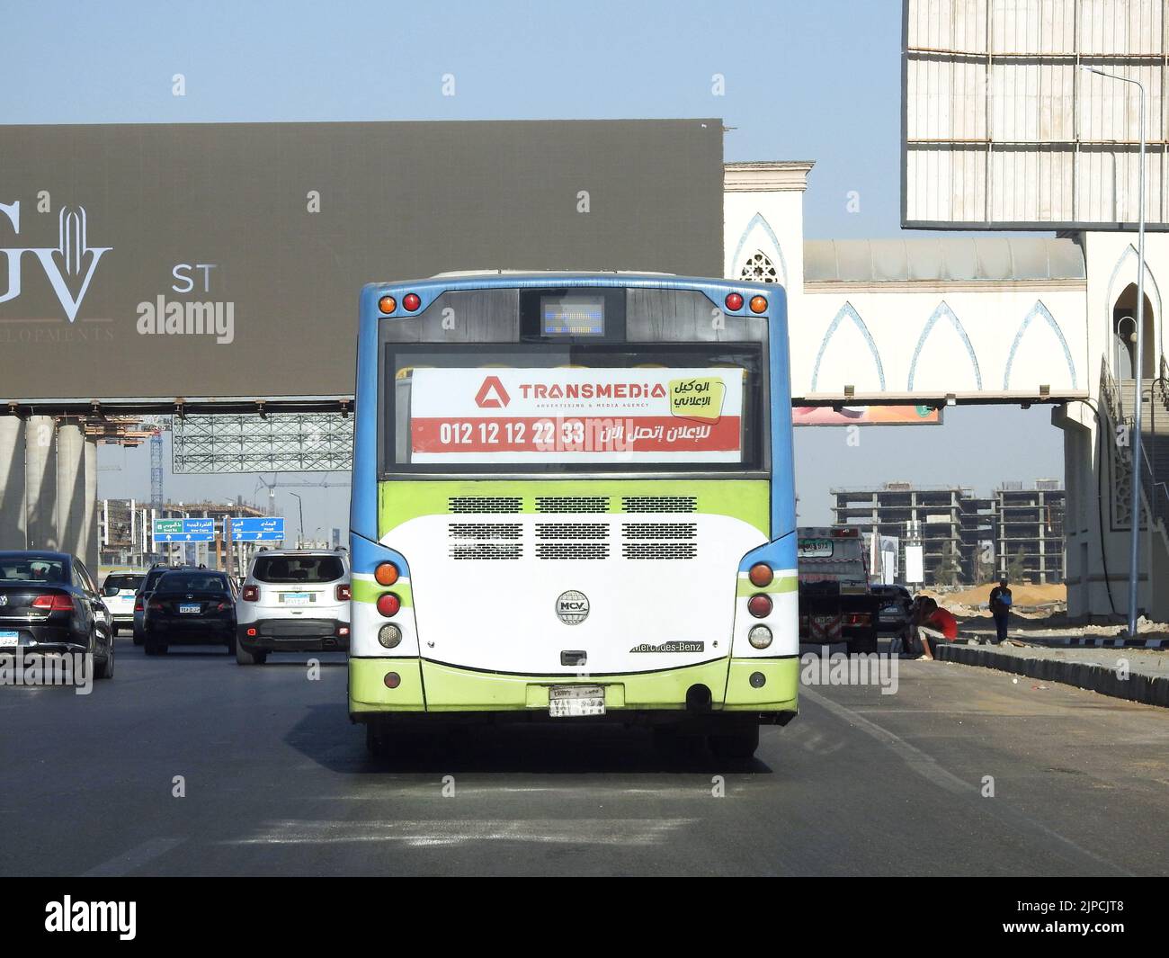 Cairo Egypt July 24 2022 A Public Transport Egyptian Bus On A   Cairo Egypt July 24 2022 A Public Transport Egyptian Bus On A Highway Selective Focus Of A Public Transportation One Level Touring Passengers Tra 2JPCJT8 