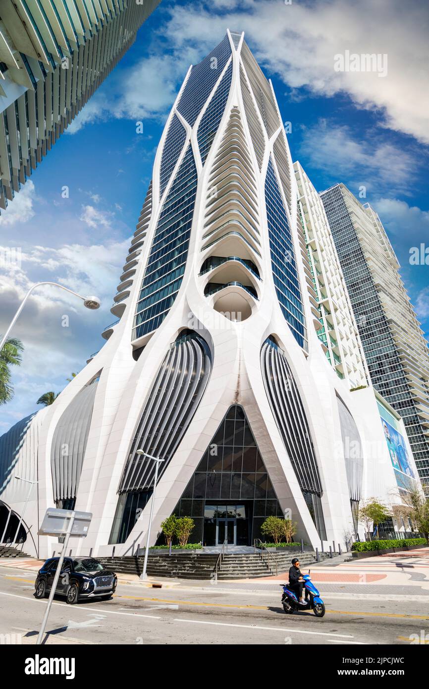 Skyline,One Museum Plaza,Frost Science Museum and Perez Art Museum,Downtown Miami Miami City,  South Florida,USA Stock Photo