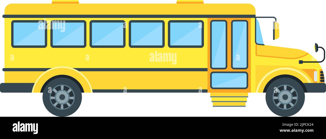 Yellow school bus side view. Transporting schoolchildren Stock Vector