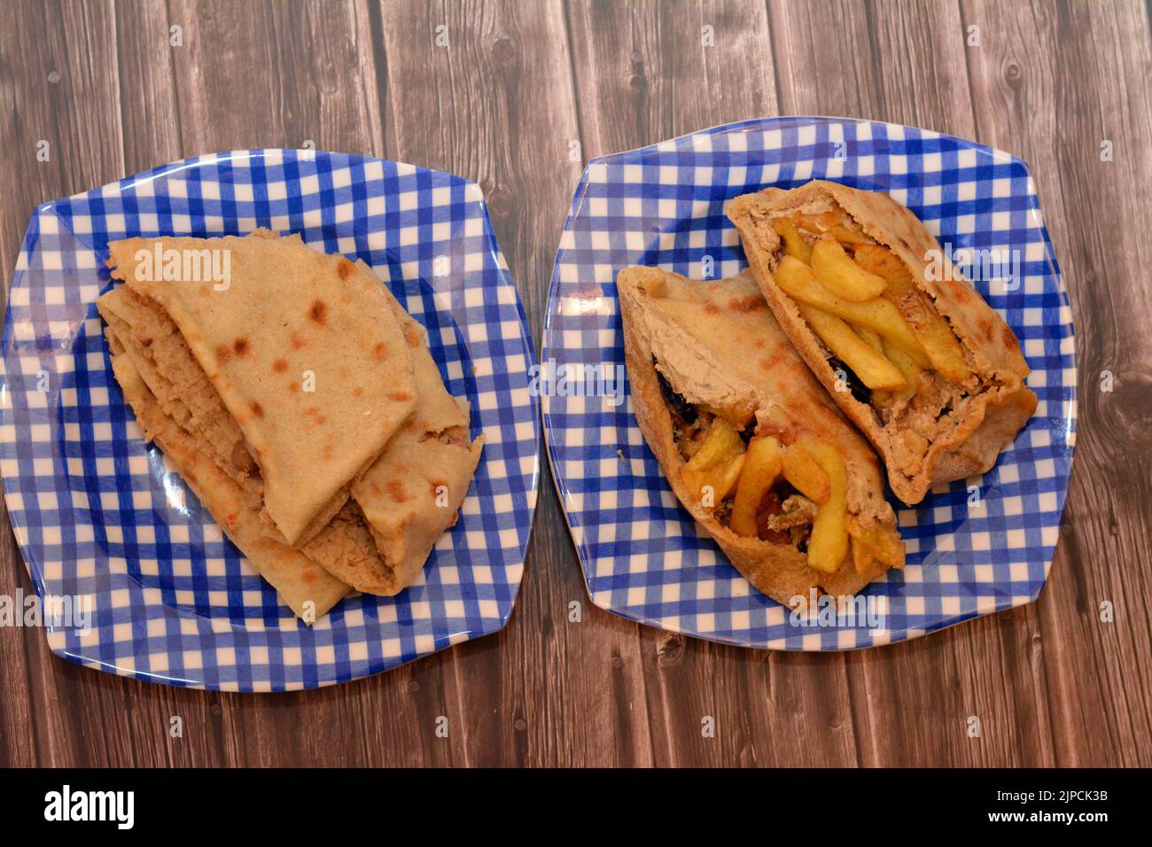 flat breads with mashed fava beans and traditional Egyptian dynamite