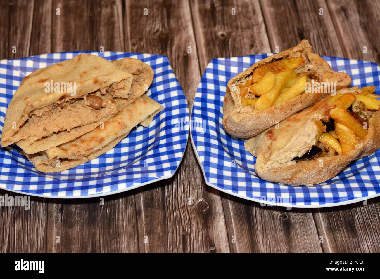 flat breads with mashed fava beans and traditional Egyptian dynamite