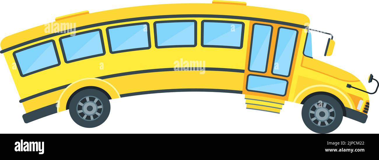 Yellow school bus of side projection with curved roof. Stock Vector
