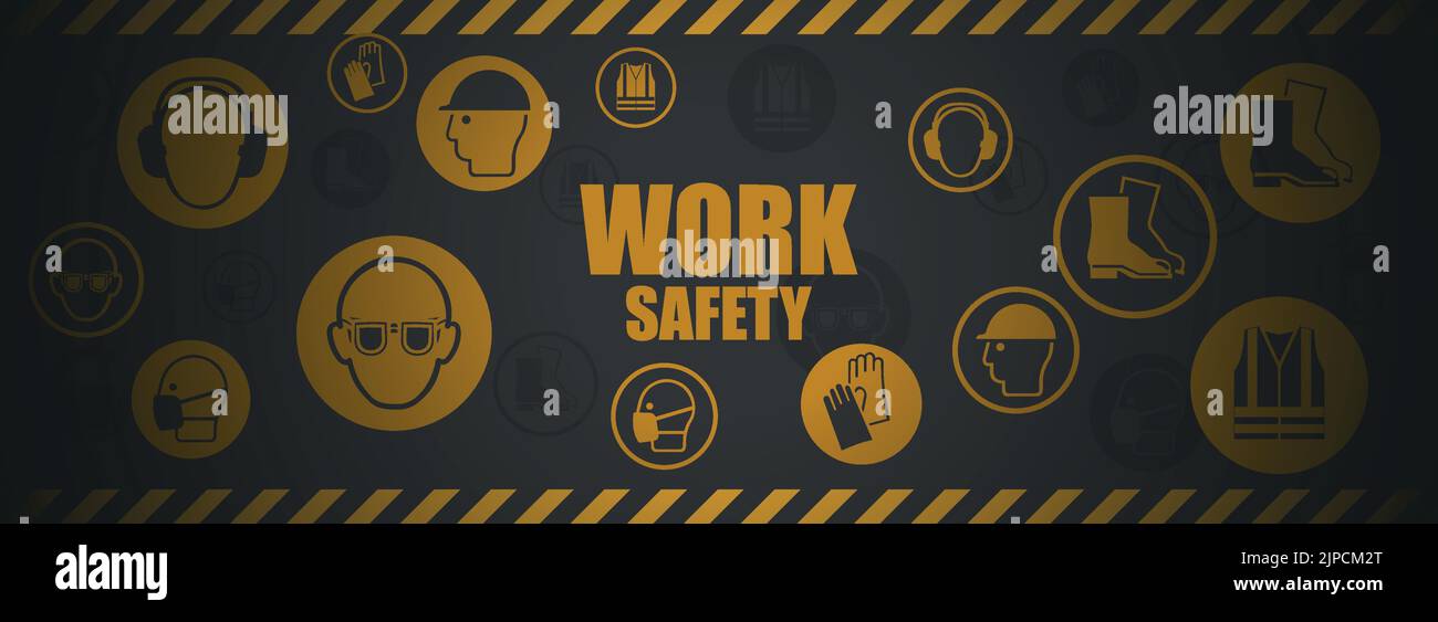 Background of icons, pictograms of industrial safety and occupational