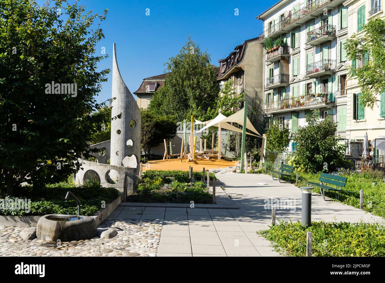 Lausanne cityscape residential quarter Stock Photo